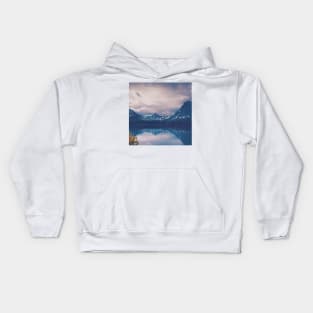 Landscape Photography, Mountain Ranges and Beautiful Lake Kids Hoodie